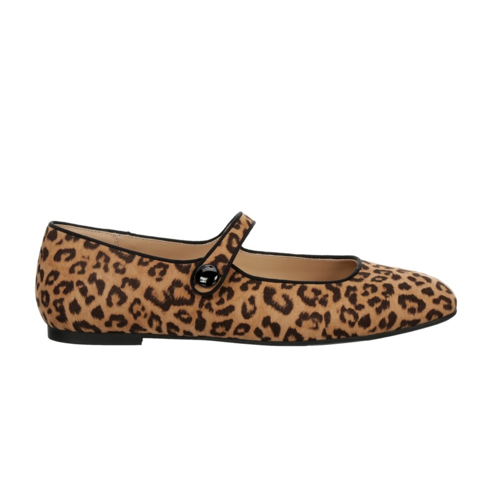 Michael by Michael Shannon Margaret Leopard Print Mary Jane Flat - Brown/Black - Picture 3 of 15